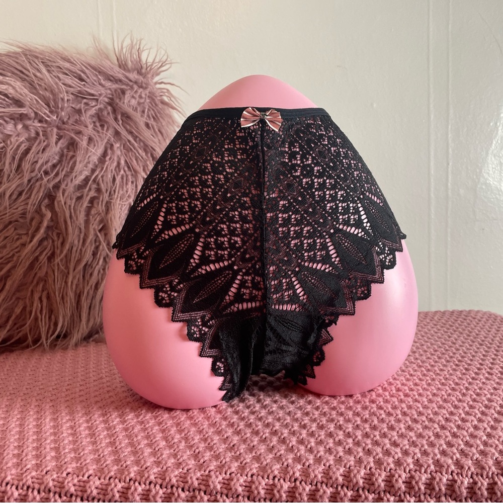 😍 NWT - XL - comfy panties lingerie underwear thong - black dentelle high raise